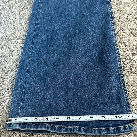 River Island Plus mid rise slit side flared jeans 14 XL medium blue stretch high - Picture 15 of 15